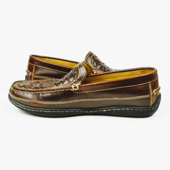 Johnston & Murphy Men\'s Size 8.5 Brown Woven Leather Slip On Loafers main image 8